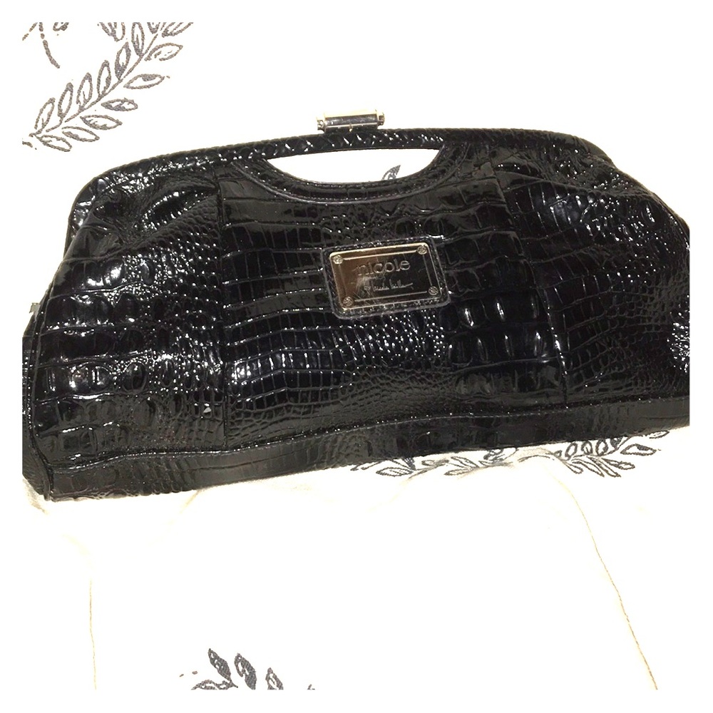 Nicole Miller Faux Croc Clutch